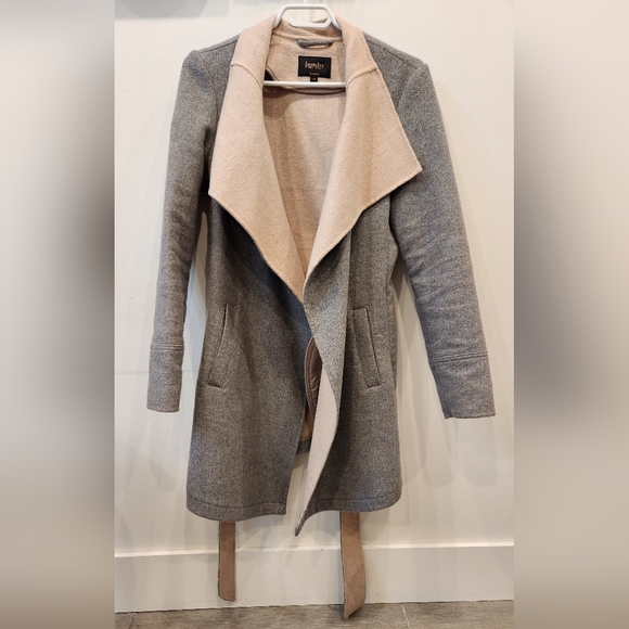 Laundry by Shelli Segal Drape Front Wool Blend Coat, Grey and Light Pink… - Picture 4 of 16